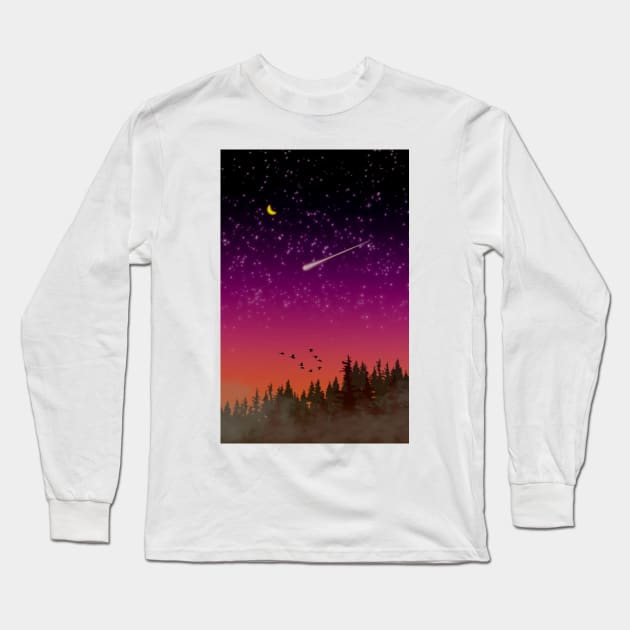 Night Sky Long Sleeve T-Shirt by FullMoon